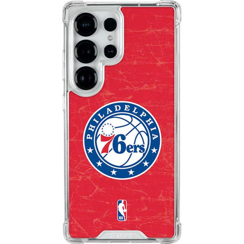 NBA Philadelphia 76ers Distressed Galaxy S25 Ultra Clear Case